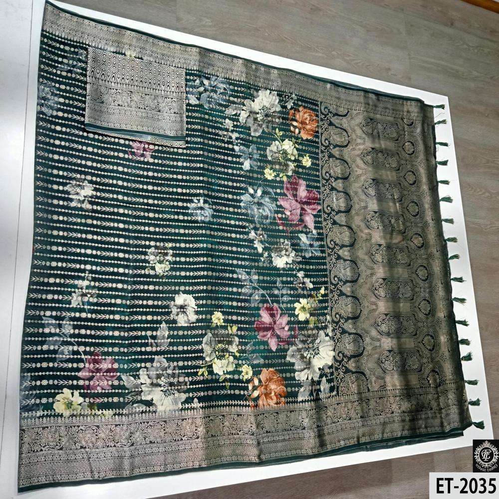  Green Floral  Saree