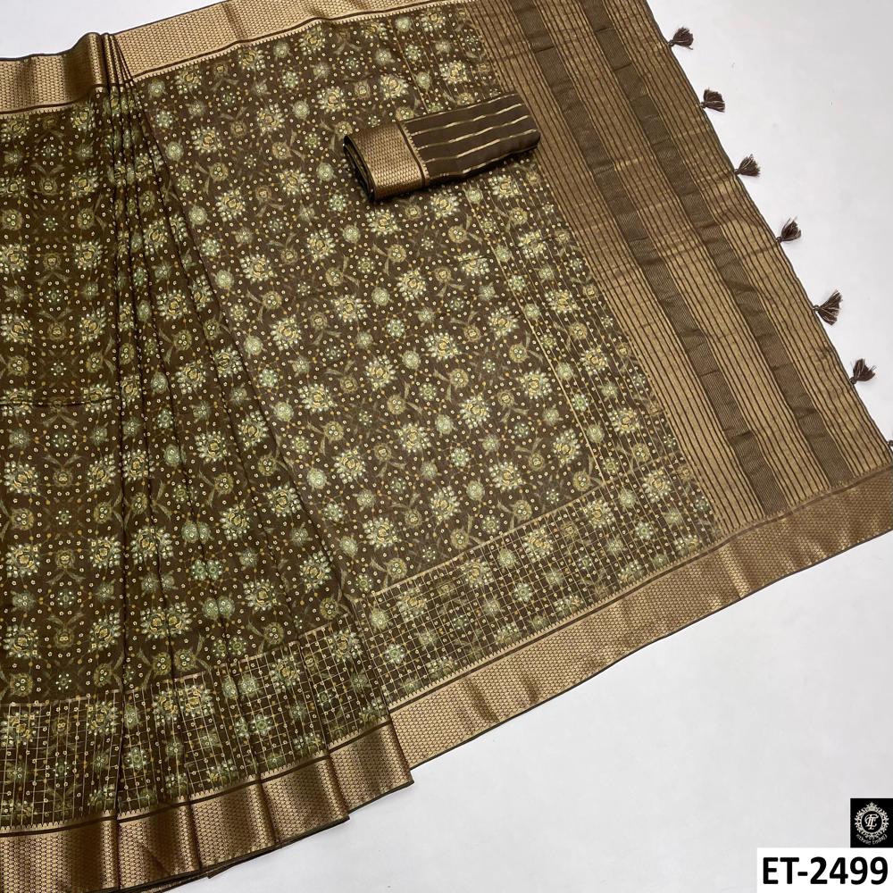 BANDHANI LIGHT BROWN SAREE