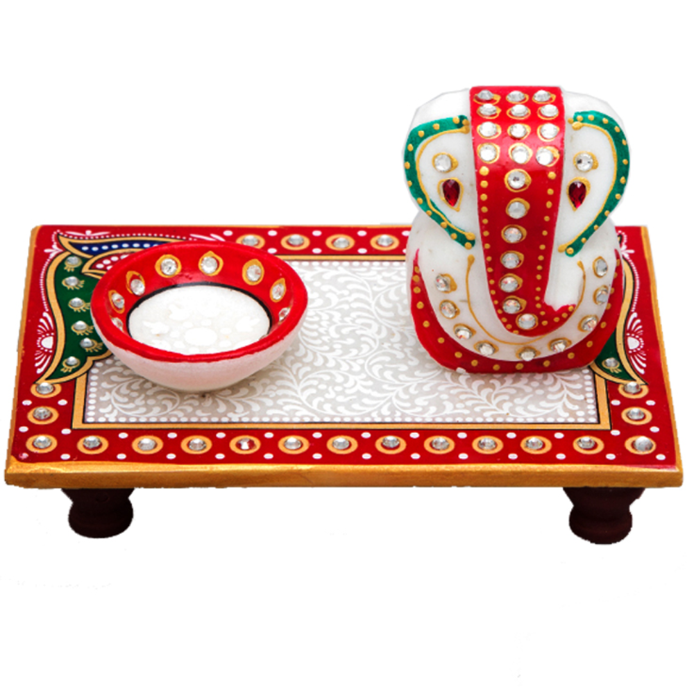 Marble Ganesh With Chowki