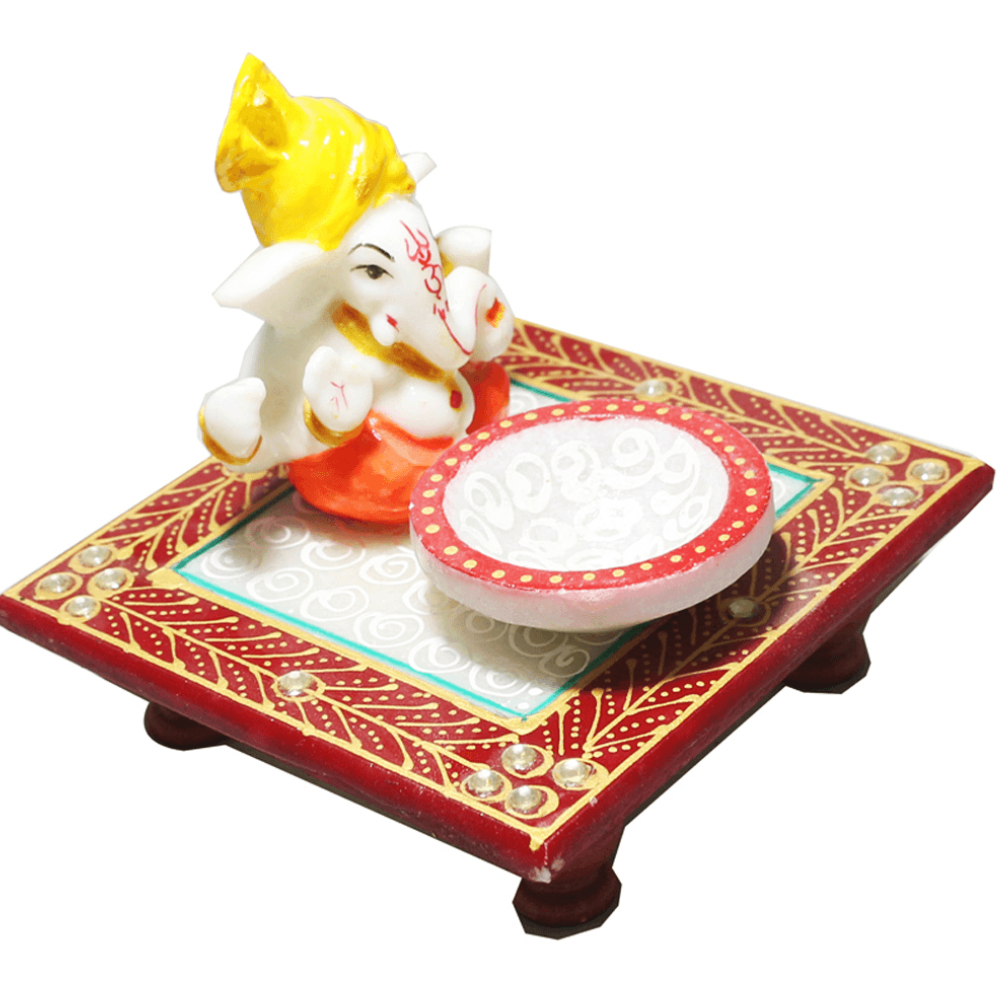 Marble Ganesh With Chowki