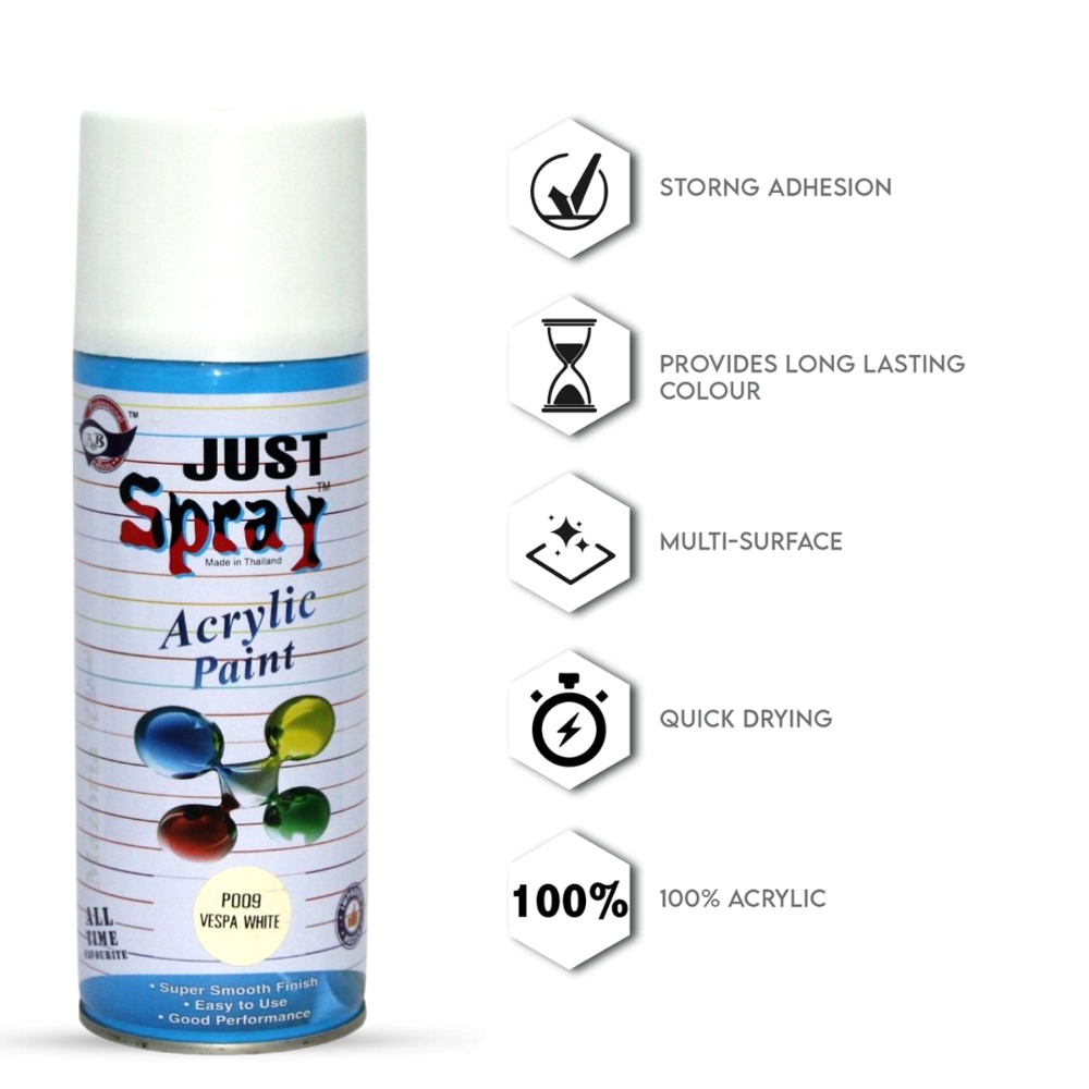 Just Spray P009 Vespa White Acrylic Paint - Color: Any Color