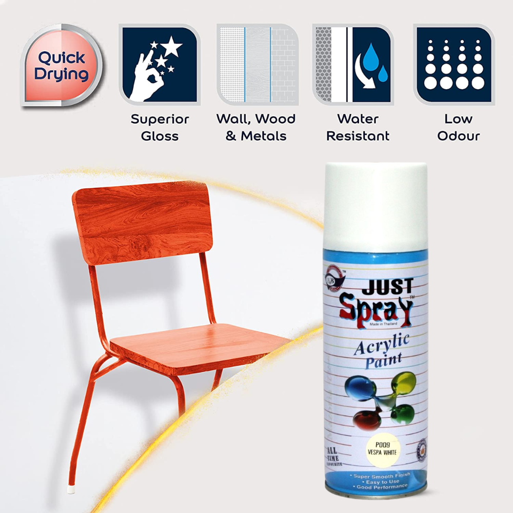 Just Spray P009 Vespa White Acrylic Paint - Color: Any Color