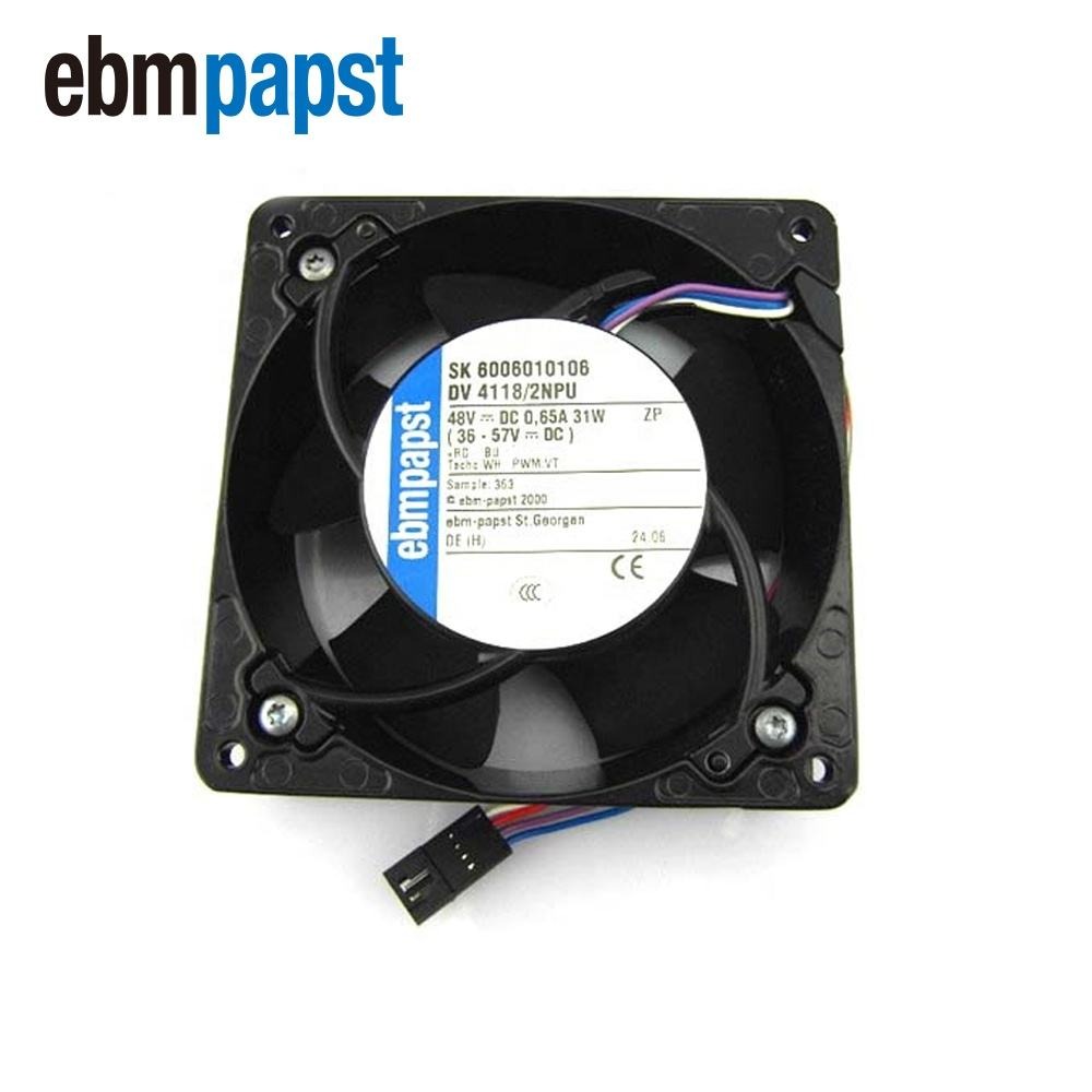 Ebmpapst Dv4118/2npu 12038 12cm 48v Dc 0.46a 31w 6000rpm 161.9cfm Ip55 Pwm Server Cabinet Axial Cooling Fan - Color: Black