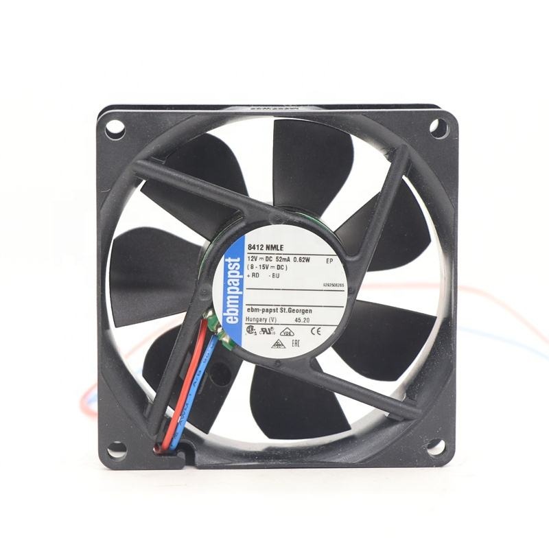 ebmpapst 8412NMLE 8025 80x80x25mm 12V DC 26.5CFM 0.6W 21dBA 2050RPM 8cm Ball Bearing Medical Equipment Small Axial Cooling Fan