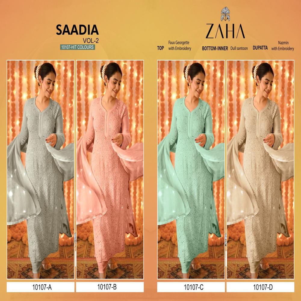 Designer Pakistani Salwar Suit - Faux Georgette, Size S-m-l-xl, Color Gray | Embroidered, High Neck, Full Sleeves, Quick Dry, Opaque