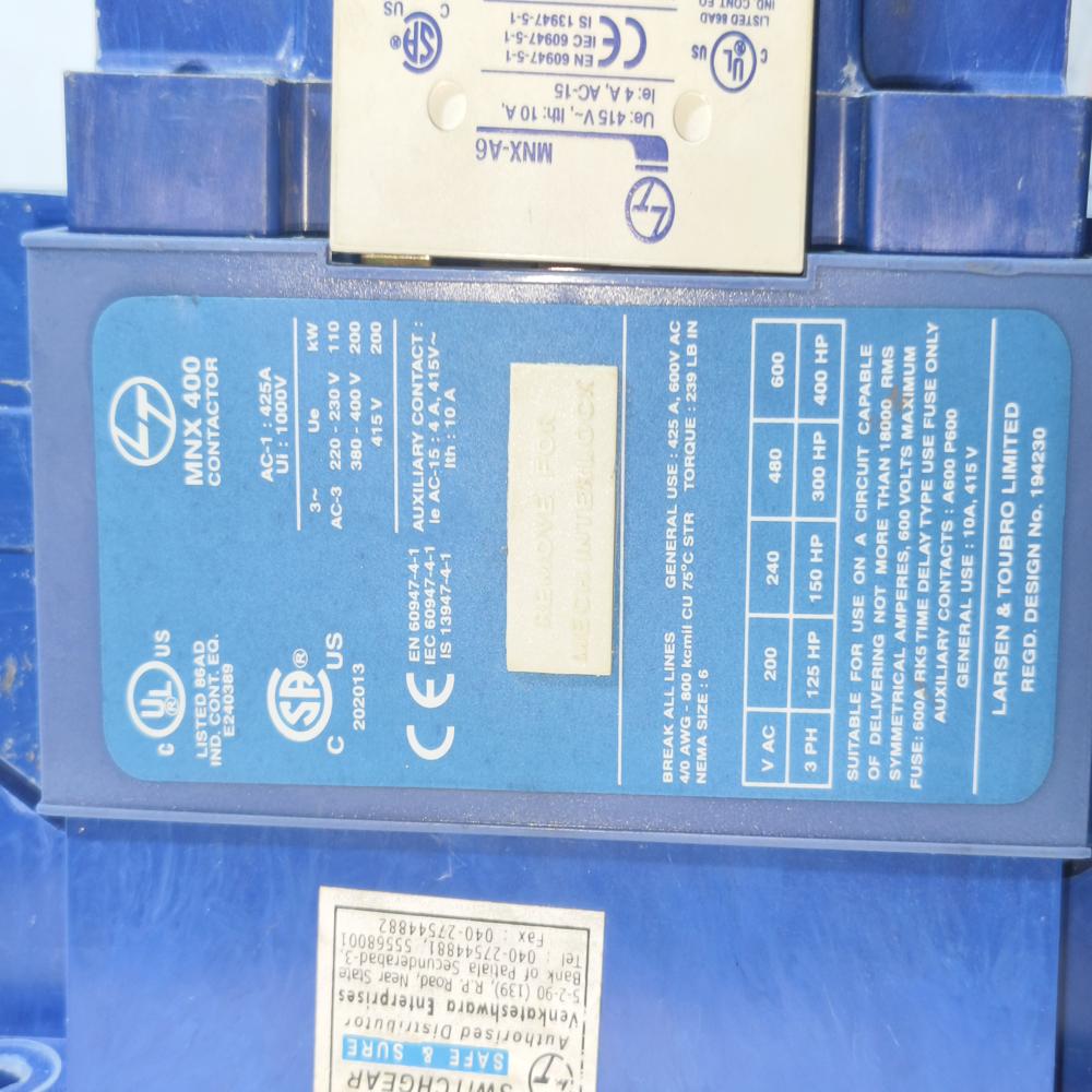 L&T MNX400 MAGNETIC CONTACTOR