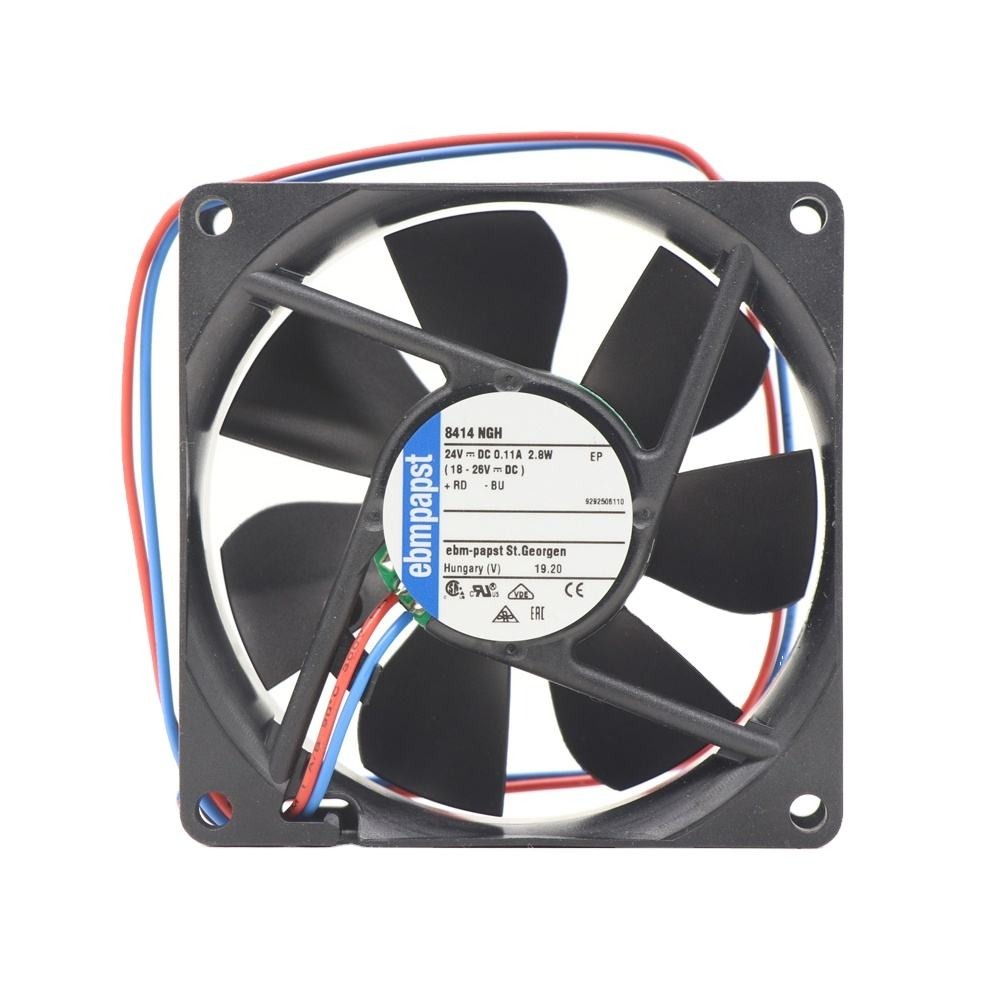 ebmpapst 8414NGH 24V DC 8cm 8025 80x80x25mm 114mA 2.8W 3600RPM Ball Bearing High-end Instrument Equipment Axial Cooling Fan