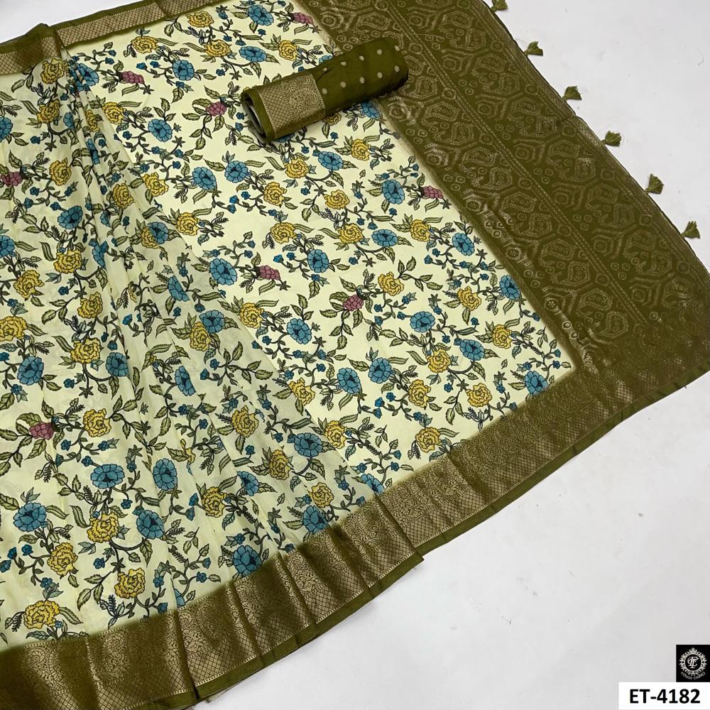 Multicolor floral print saree