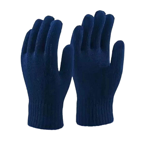 Cotton Nitted Hand Gloves - Color: Blue