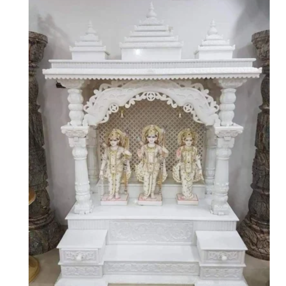 Carved White Makrana Marble Temple