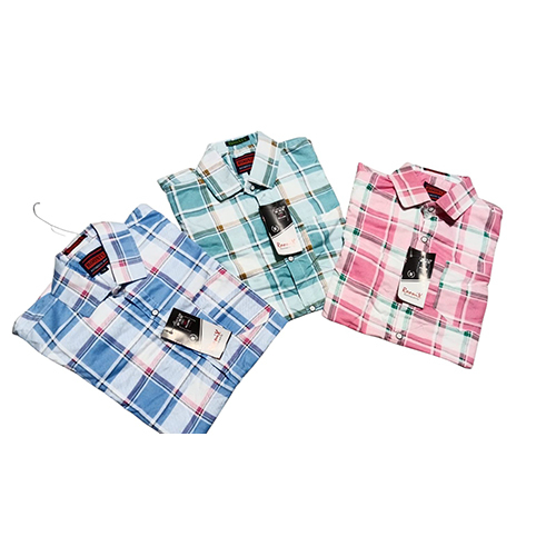 Mens Cotton Check Shirt - Collar Style: Straight
