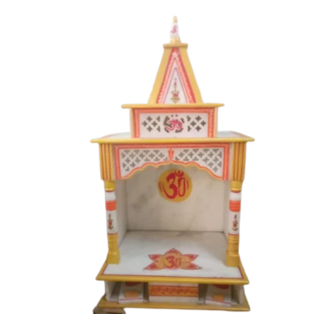 Painted White Marble Pooja Mandir