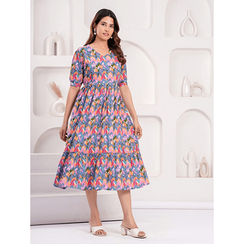 A-Line Dress Multi Color Abstract Print Maternity Dress - Color: Multicolor