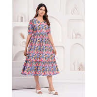 A-line Dress Multi Color Abstract Print  Maternity Dress - Color: Multicolor