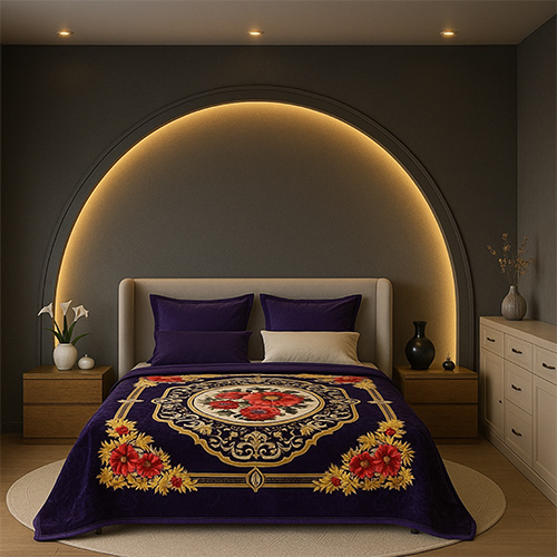 2.5 Kg Dbsp Sarvesh Dark Blue Blanket - Color: Multi Colour