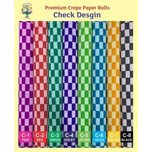 Check Design Crepe Paper Rolls - Color: Multi Colour