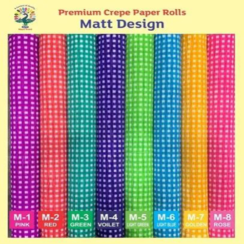 Matt Design Crepe Paper Rolls - Color: Multicolour