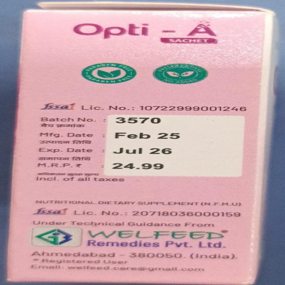 Opti A Vitamin A Sachet - Drug Type: Health Supplements