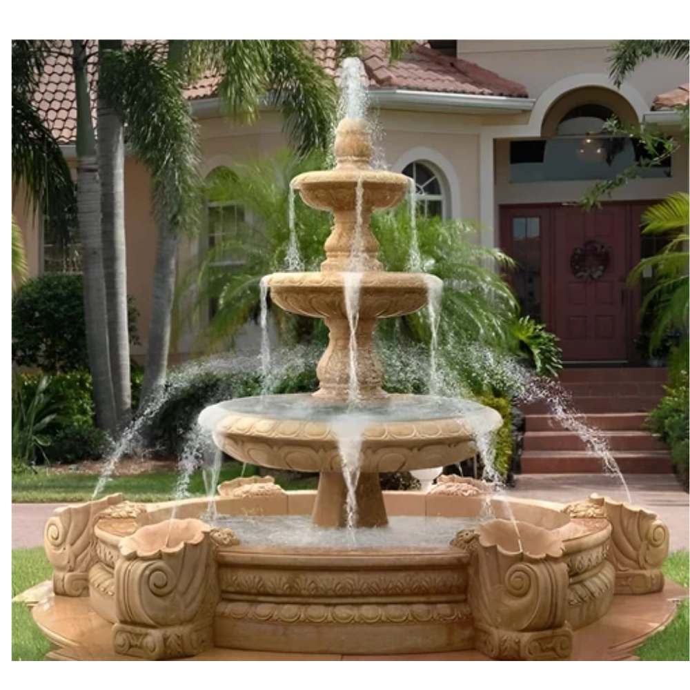 Sandstone carved water fountain