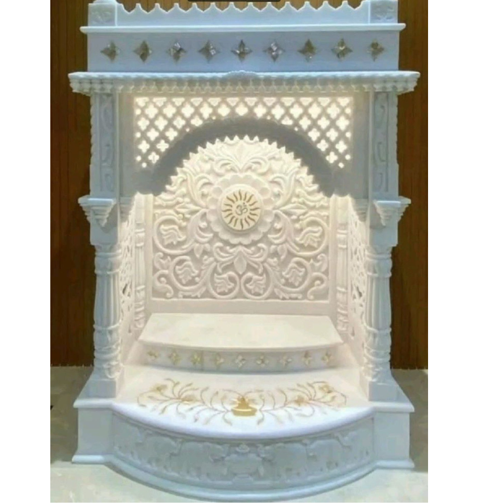 Beautiful Jali Makrana Marble Mandir - Color: White And Red