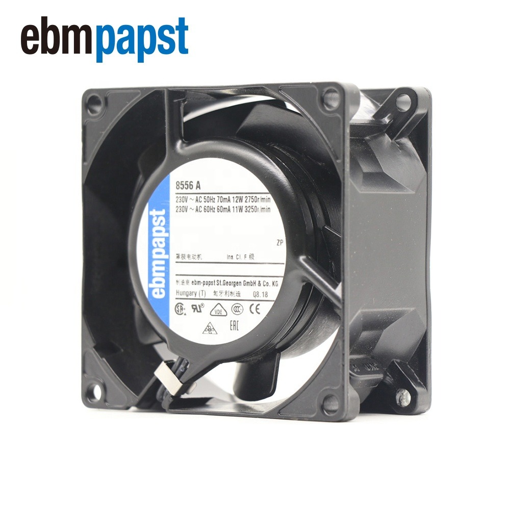 ebmpapst 8556A 230V AC 12/11W 8cm 52m3/h 80x80x38mm 0.07A 2750RPM Ball Bearing All Metal Heat-resistant Axial Cooling Fan