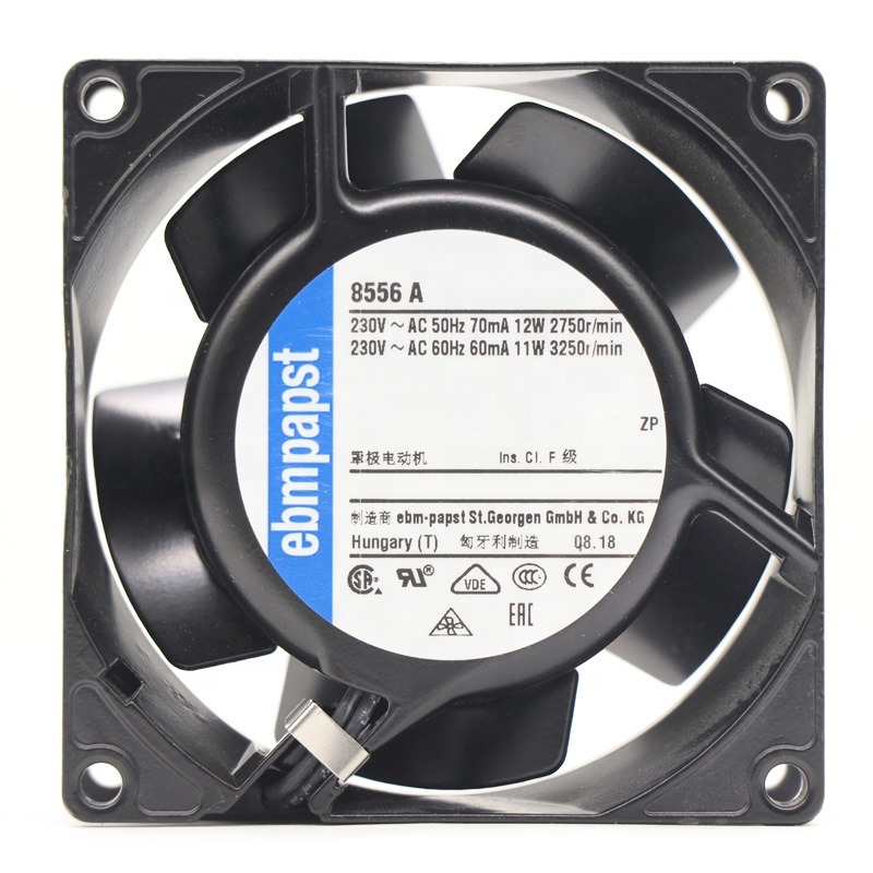 ebmpapst 8556A 230V AC 12/11W 8cm 52m3/h 80x80x38mm 0.07A 2750RPM Ball Bearing All Metal Heat-resistant Axial Cooling Fan