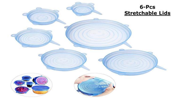Silicone Reusable Stretch Lids (Pack of 6 pcs)