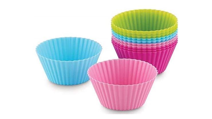 Silicone 10 Pieces Round Moulds for Muffins Cupcake Jelly Cake -Multi Color