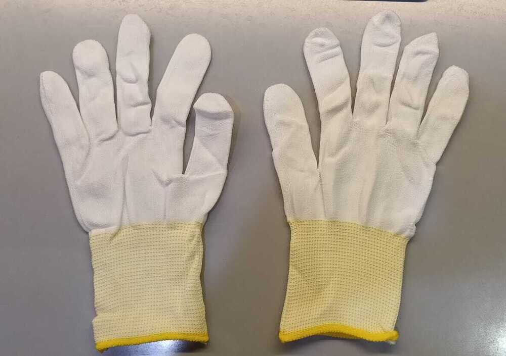 Imported Cotton Gloves - Breathable Seamless Knitted Cotton, Black And White Variants | Pu Coated For Grip, Elastic Wrist Cuff, 13-gauge Fit, Reusable