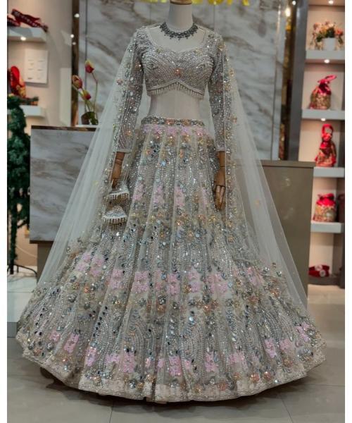 White bridal lehenga choli