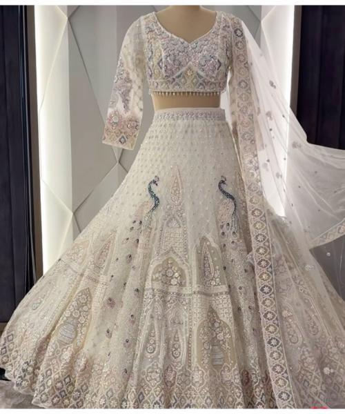 White bridal lehenga choli