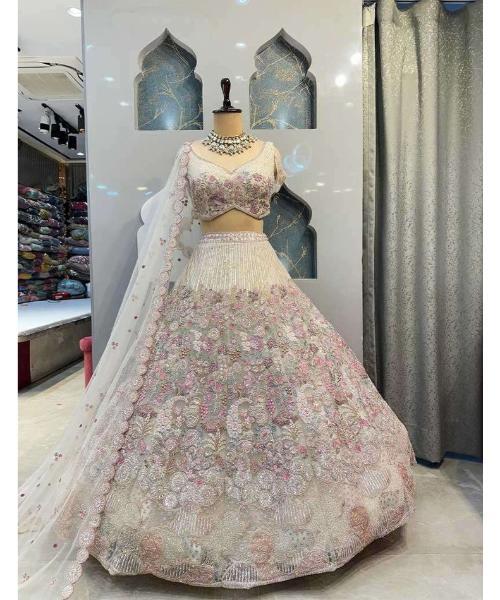 White bridal lehenga choli