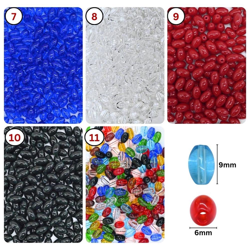 Glass Pony Beads | Size : 9mm