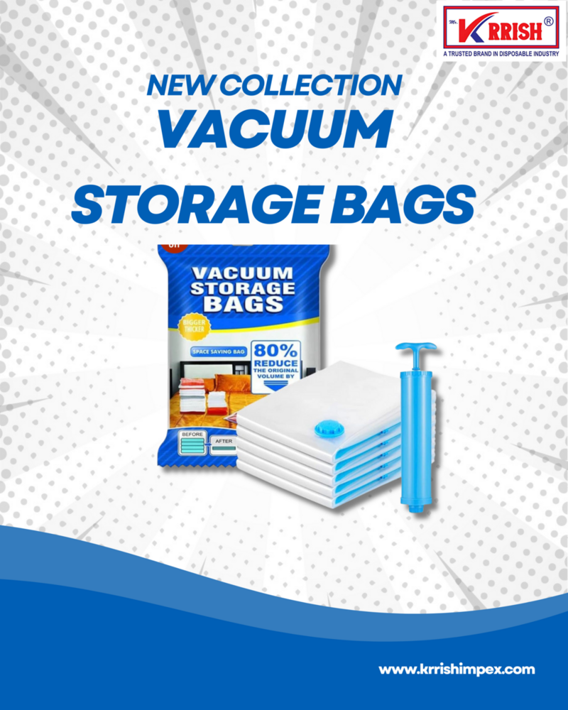 Imported Vacuum Bag - Multi-layer Plastic, Combo Pack (5 Bags - 40x60cm, 50x70cm, 60x80cm) + Free Hand Pump | Airtight, Leak-proof, Reusable, Moisture & Dust Protection