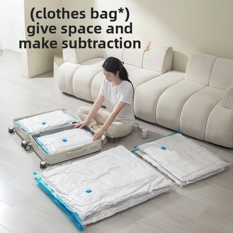 Imported Vacuum Bag - Multi-layer Plastic, Combo Pack (5 Bags - 40x60cm, 50x70cm, 60x80cm) + Free Hand Pump | Airtight, Leak-proof, Reusable, Moisture & Dust Protection