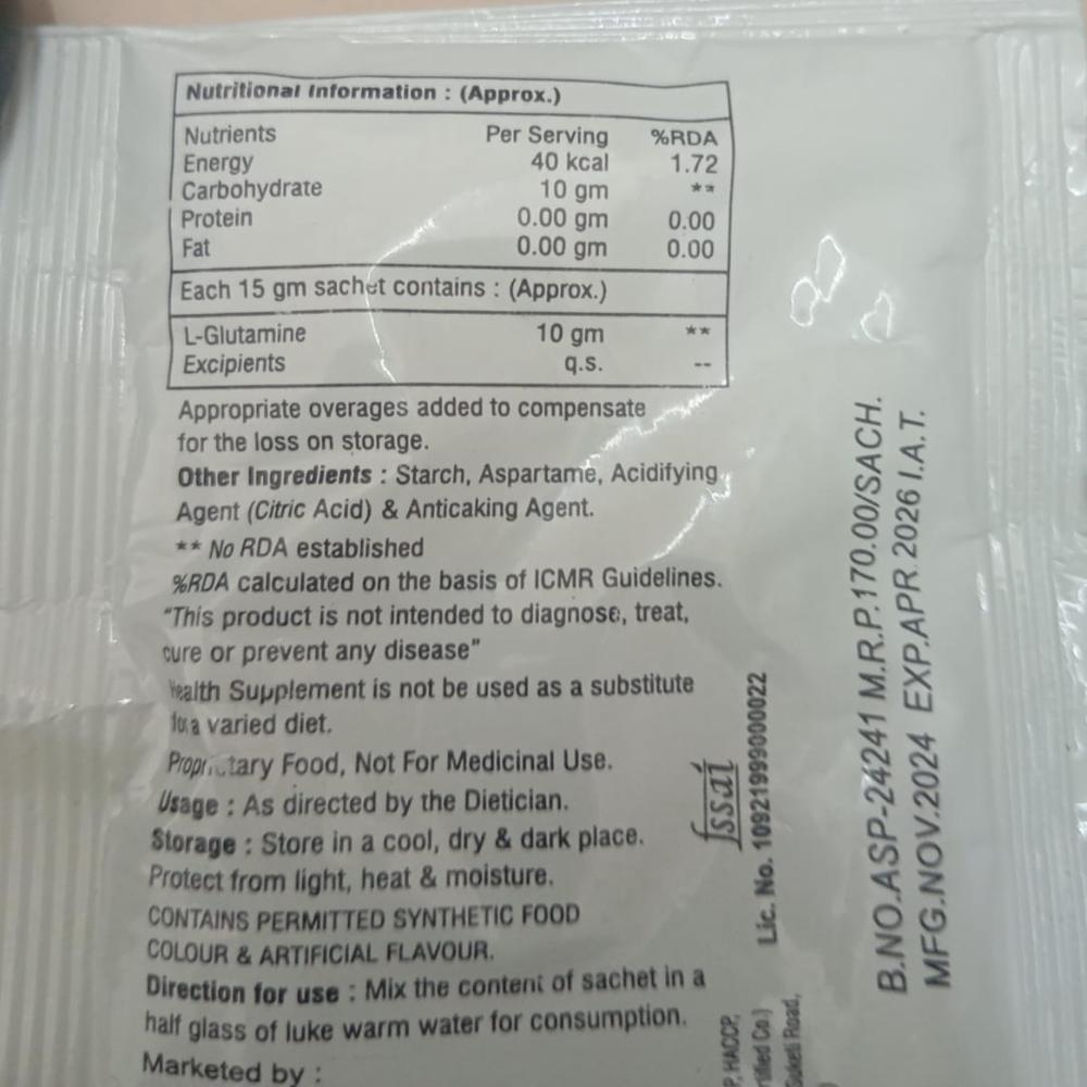L Glutamine Sachet - Best Before: 2 Years