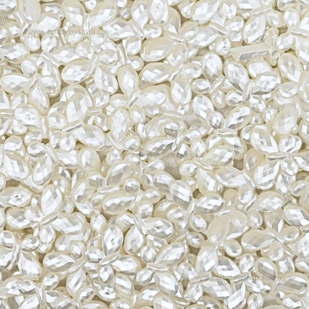 2 Hole Butterfly Pearlized Beads - 13mm Wide, 3-4mm Thick, Iridescent Glossy Finish, Double Drilled Horizontal Holes