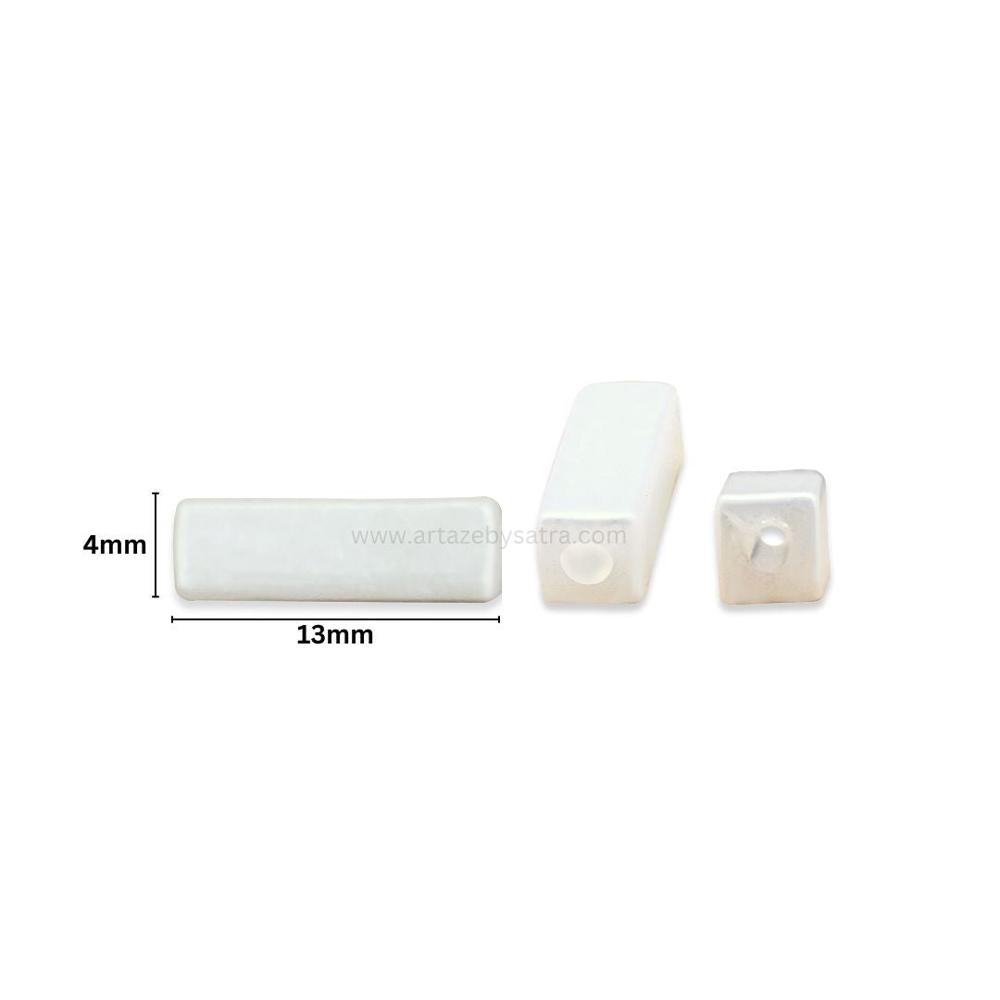 2 Hole Rectangle Stick Pearlized Beads | Size : 13mm