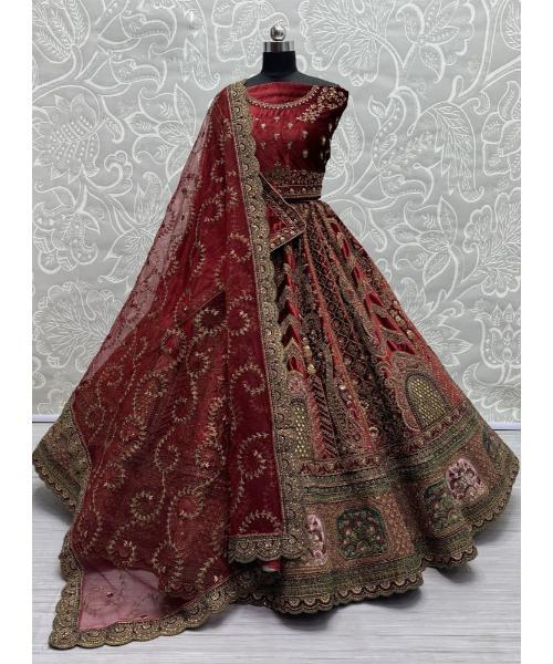 Maroon bridal lehenga choli