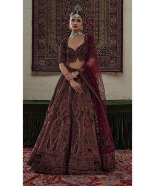 Maroon bridal lehenga choli