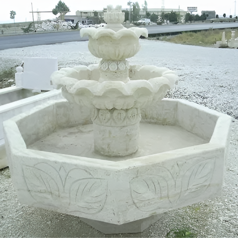 2 tier carving marble fountain