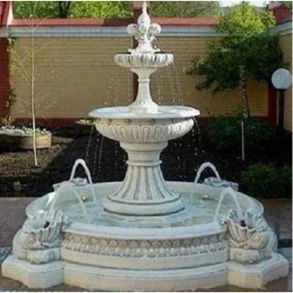 2 tier carving marble fountain