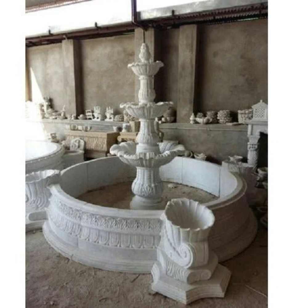 Great Carving Marble Fountain - Color: White