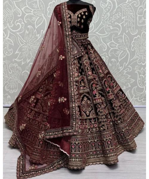 Maroon Designer bridal lehenga