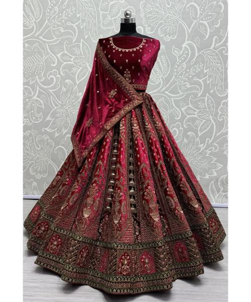 Maroon Designer Bridal Lehenga - Size: Customized