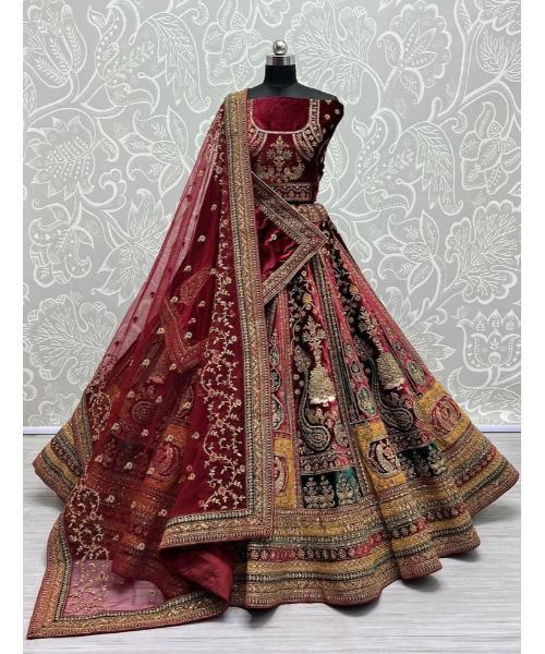 Maroon Designer Bridal Lehenga - Size: Customized