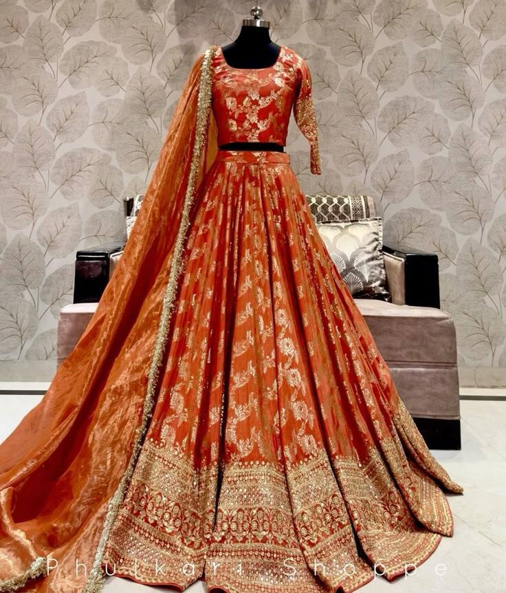 Orange bridal lehenga choli