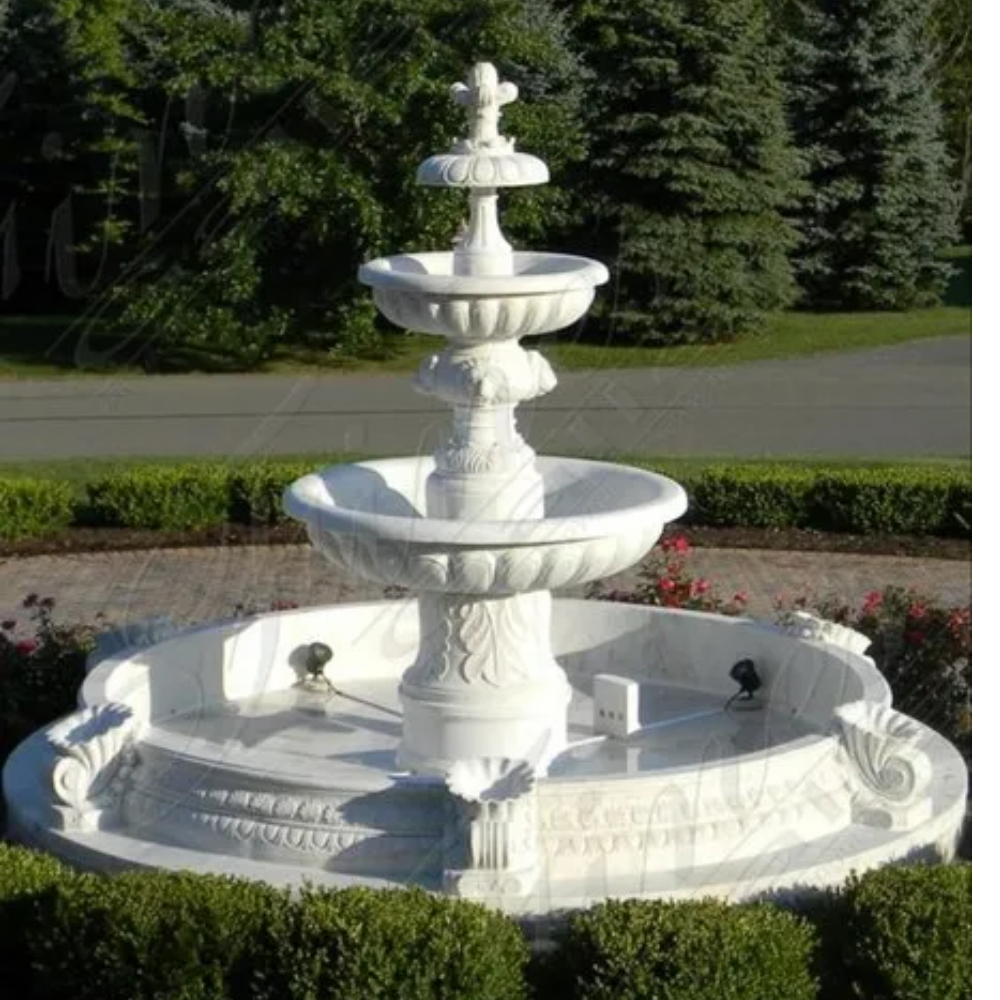 White Stylish Carving Marble Fountain