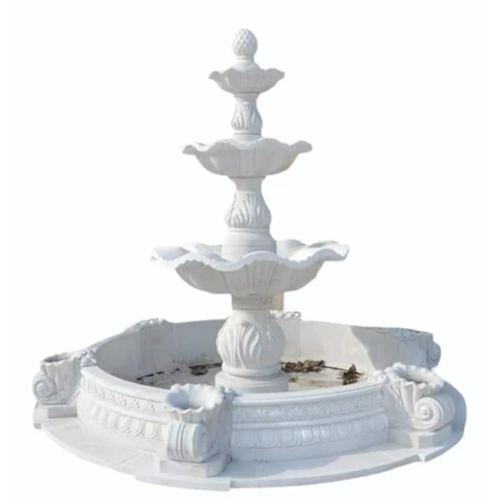 White Stylish Carving Marble Fountain