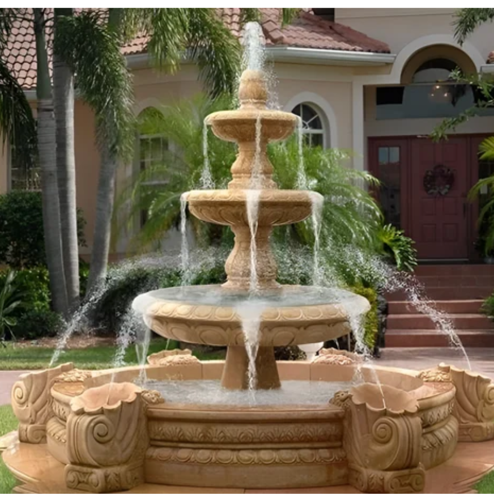 sandstone outdoor water fountain